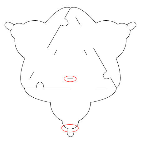 In this example, notice the slot cut that the tongue lock fits into. The extension shown will not attach to its own module. Instead it will attach to the adjacent module and force the extension to curve back dramatically. circumvolved-example-module