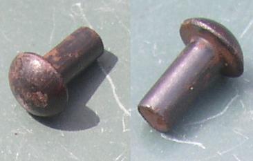 A typical metal rivet, with a formed head on one end. The other end is formed after insertion. Resource: Wikipedia. rivet-1