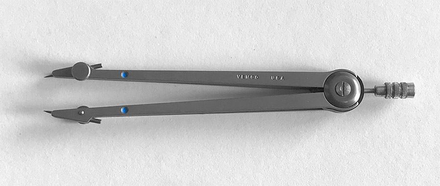 This is used for marking and repeating lengths rather than drawing circles. There are two steel points and no graphite. Model F-590. F590