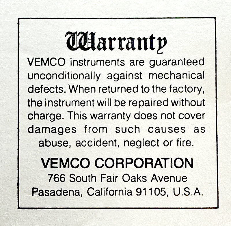 The warranty seen on the back of the late-design Blue-Dot packaging. later-warranty