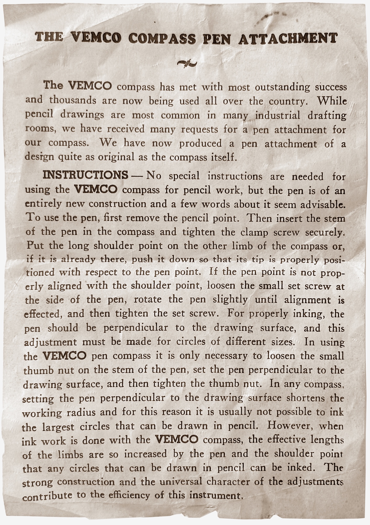 A set of instructions that came with the P-58 Compass Pen Attachment. the-vemco-compass-pen-attachment-2